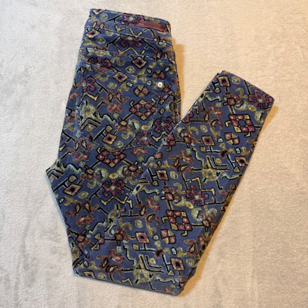Pilcro and the Letterpress Anthropologie High Rise Skinny Corduroy Pants 27 Blue